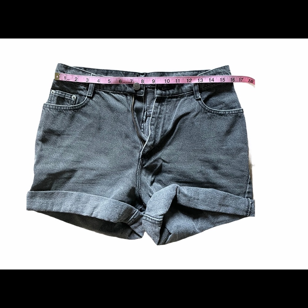 Black denim shorts